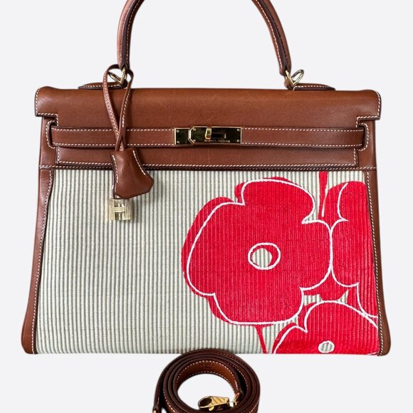 Hermes Brown Swift & Canvas Retourne Kelly 35 - Picture 1 of 8